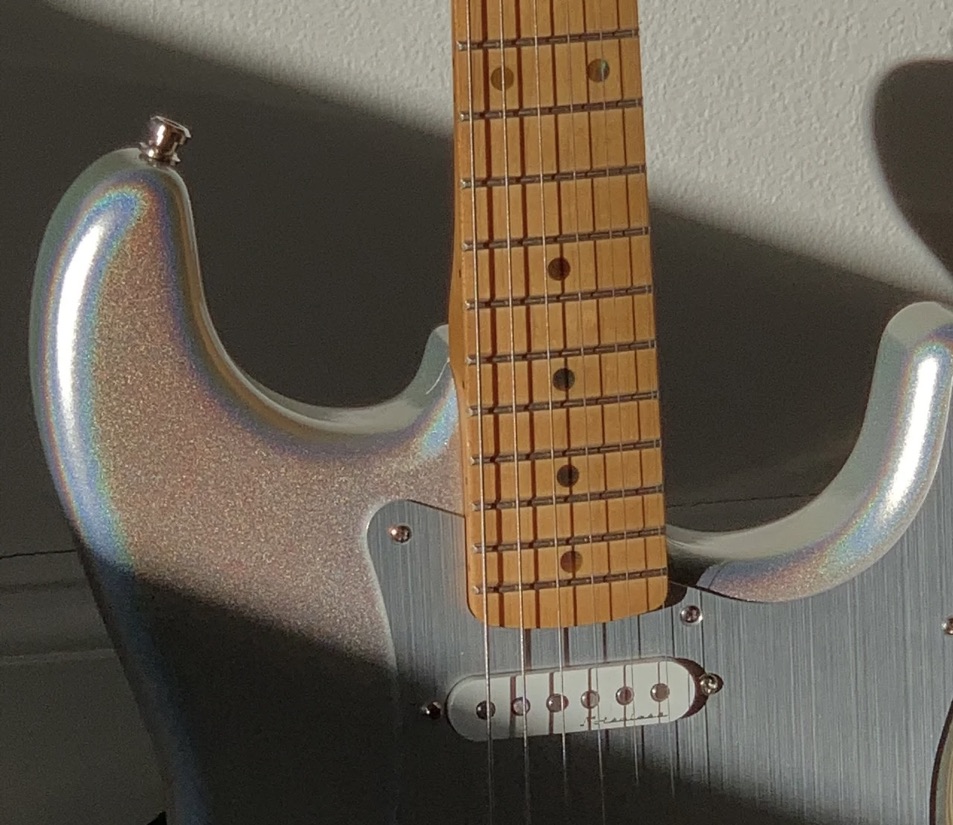 Close-up of the Stratocaster pickups